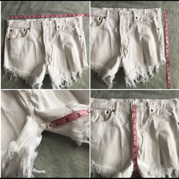 VTG Levi 501 White High Waist Short Cut Offs - Picture 7 of 8